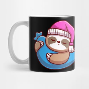 Cute Sloth Sleeping With Pillow Cartoon Mug